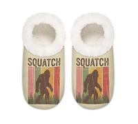 Chintiz Bigfoot Sasquatch Pantoufles douces et chaudes pour femme et homme en peluche antidérapante à dos fermé pour l'hiver, la chambre à coucher, l'intérieur et l'extérieur, Bigfoot Sasquatch Forest