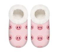 Chintiz Chaussons doux et confortables pour femme et homme - Nez de cochon - En peluche antidérapante - Dos fermé - Pour l'hiver, la chambre à coucher, l'intérieur et l'extérieur, Nez de co, XX-Large