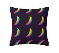 Chintiz Housse de coussin décorative en peluche douce avec fermeture éclair pour canapé, salon, chambre à coucher, décoration d'intérieur - 50 x 50 cm - Motif banane arc-en-ciel