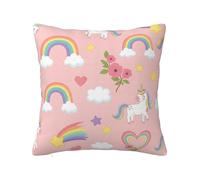 Chintiz Housse de coussin décorative licorne arc-en-ciel en peluche douce avec fermeture éclair dissimulée pour canapé, salon, chambre à coucher, décoration d'intérieur - 60 x 60 cm