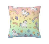 Chintiz Housses de coussin décoratives - 55 x 55 cm - Licorne arc-en-ciel - En peluche douce - Esthétique - Avec fermeture éclair dissimulée - Pour canapé, salon, chambre à coucher, décoration