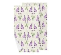 Chintiz Lot de 2 essuie-mains - Serviette de bain douce et très absorbante pour salle de bain, chambre d'enfant, cuisine, dortoir - Motif papillon lavande