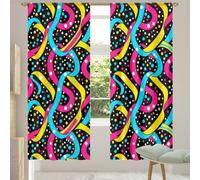 Chintiz Lot de 2 panneaux de rideaux transparents de 213 cm de long - Ruban rétro des années 80 filtrant la lumière avec passe-tringle - Pour chambre à coucher, salon - 2 panneaux de 140 x 213 cm