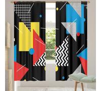 Chintiz Lot de 2 rideaux transparents de 198,1 cm de long - Filtrage de la lumière rétro des années 80 avec passe-tringle - Pour chambre à coucher, salon - 140 x 200 cm chacun