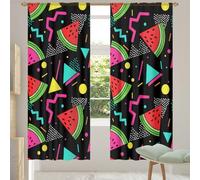 Chintiz Lot de 2 rideaux transparents de 198,1 cm de long - Pastèque rétro des années 90 filtrant la lumière avec passe-tringle - Pour chambre à coucher, salon - 140 x 200 cm chacun