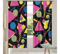 Chintiz Lot de 2 rideaux transparents rétro des années 80 filtrant la lumière avec passe-tringle pour chambre à coucher, salon - 2 panneaux de 140 x 213 cm chacun