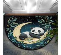 Chintiz Paillasson demi-rond Moon Panda 91,4 x 61 cm, doux et absorbant avec dos antidérapant, tapis de bienvenue d'intérieur pour entrée, chambre à coucher, cuisine, bureau