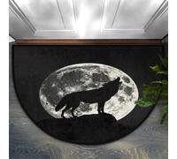 Chintiz Paillasson demi-rond Moon Wolf 91,4 x 61 cm, doux et absorbant avec dos antidérapant, tapis de bienvenue d'intérieur pour entrée, chambre à coucher, cuisine, bureau