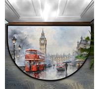 Chintiz Paillasson vintage Big Ben demi-rond, 91,4 x 61 cm, doux et absorbant avec dos antidérapant, tapis de bienvenue d'intérieur pour entrée, chambre à coucher, cuisine, bureau