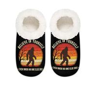 Chintiz Pantoufles douces et confortables pour femme et homme, coucher de soleil Bigfoot en peluche antidérapante à dos fermé pour l'hiver, la chambre à coucher, l'intérieur et l'extérieur, Coucher de