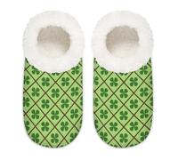 Chintiz Pantoufles douces et confortables pour femme et homme, motif trèfle de la Saint-Patrick en peluche antidérapante à dos fermé pour l'hiver, la chambre à coucher, l'intérieur et l'extérieur
