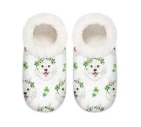 Chintiz Pantoufles douces et confortables pour femme et homme, motif trèfle de la Saint-Patrick, samoyède, pelucheuse, pelucheuse, antidérapante, dos fermé, chaussures d'intérieur et d'extérieur pour