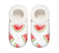 Chintiz Pantoufles douces et confortables pour femme et homme, pastèque, pelucheuse, antidérapante, dos fermé, chaussures d'intérieur et d'extérieur pour l'hiver, la chambre à coucher, l'intérieur et