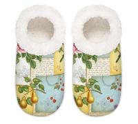 Chintiz Pantoufles douces et confortables pour femme et homme, rose lavande, pelucheuses, antidérapantes, dos fermé, chaussures d'intérieur et d'extérieur, Lettre rose lavande, Large