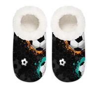 Chintiz Pantoufles douces et confortables pour femme et homme, sport de football, pelucheuses, antidérapantes, dos fermé, pour chambre à coucher, hiver, intérieur et extérieur, Football Sport 1