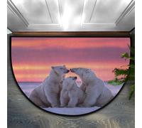 Chintiz Polar Bear Photos Paillasson demi-rond doux et absorbant avec dos antidérapant pour entrée, chambre à coucher, cuisine, bureau 91,4 x 61 cm