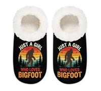 Chintiz Sasquatch Bigfoot Pantoufles chaudes et douces pour femme et homme en peluche pelucheuse, antidérapante à dos fermé pour l'hiver, la chambre à coucher, l'intérieur et l'extérieur, Sasquatch