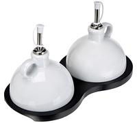 CHIO Set Huilier et Vinaigrier, Porcelaine/Bois, Blanc/Noir, 2 Pièces