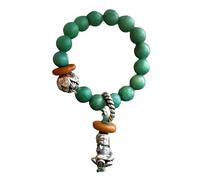 Chiorgone Bague élastique en forme de lotus plaqué or, bijou symbole de bon augure avec incrustations turquoise et accents en bois de santal, design bohème extensible pour la méditation et le