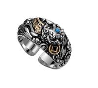 Chiorgone Bague Pixiu pour homme - Feng Shui Wealth Attraction - Bague réglable en cuivre avec finition antique - Bijou de fortune gravé en 3D pour la richesse et la protection