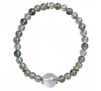 Chiorgone Bracelet extensible en agate mousse et cristal de quartz transparent - Attraction de richesse et succès commercial Pierre d'énergie pour la concentration, la clarté et la prospérité - Pierre