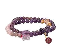 Chiorgone Bracelet extensible en cristal naturel 9 mm violet feu divin de 6 mm - Symbole de chance, de prospérité et de succès, cadeau unisexe pour amis, collègues et proches.