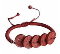 Chiorgone Bracelet Feng Shui en cinabre avec cinq pièces de l'empereur, amulette réglable avec cordon rouge pour la richesse et la chance, bijoux pour homme et femme