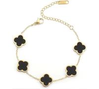 Chiorgone Bracelet Trèfle à Quatre Feuilles pour Femme - Plaqué Or 18K / Titane Acier Titane Porte-Bonheur Réglable Bijoux, One Size, Acier titane, Pas de gemme