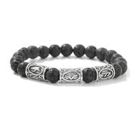 Chiorgone Bracelet viking en pierre de lave rune - amulette nordique pour richesse, croissance, paix et protection - Bijou spirituel unisexe