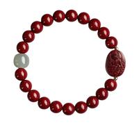 Chiorgone Cinnabar Bracelet bouddhiste du zodiaque - Amulette spirituelle Feng Shui pour protection et chance - Bijoux en pierre naturelle pour homme et femme (lapin)