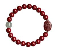 Chiorgone Cinnabar Bracelet bouddhiste du zodiaque - Amulette spirituelle Feng Shui pour protection et chance - Bijoux en pierre naturelle pour homme et femme (cheval)