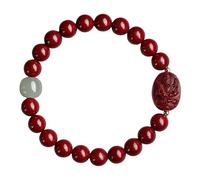 Chiorgone Cinnabar Bracelet bouddhiste du zodiaque - Amulette spirituelle Feng Shui pour protection et chance - Bijoux en pierre naturelle pour homme et femme (bœuf et tigre)