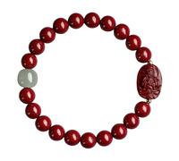 Chiorgone Cinnabar Bracelet bouddhiste du zodiaque - Amulette spirituelle Feng Shui pour protection et chance - Bijoux en pierre naturelle pour homme et femme (chèvre et singe)