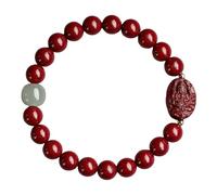 Chiorgone Cinnabar - Bracelet bouddhiste du zodiaque patron bouddha, amulette spirituelle Feng Shui pour protection et chance - Bijoux en pierre naturelle pour homme et femme (rat)