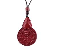 Chiorgone Cinnabar Collier Feng Shui Amulette de Richesse - Pendentif Montagne Fantôme Pièce avec Pi Xiu pour la Prospérité, Cadeau Unique pour Bonne Chance.