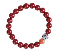 Chiorgone Cinnabar Lotus Bracelet pour femme Feng Shui Bijoux spirituels Perles Extensible Amulette Porte Bonheur avec Pierre de Soleil Accent., 8MM, Cinabre, Pas de pierre précieuse