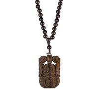 Chiorgone Collier avec pendentif en bois d'agar chinois sculpté Pixiu Tian Di Lock - Talisman Fengshui en bois noir avec sculpture 3D, bijou porte-bonheur pour homme/femme