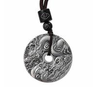 Chiorgone Collier avec pendentif en forme de dragon chinois en argent sterling style Guochao avec breloques en forme d'animal du zodiaque (cadeau de l'année du dragon pour homme et femme, bijou