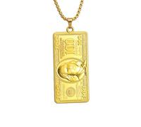 Chiorgone Collier avec pendentif en plaqué or 18 carats avec pendentif en forme de signe de cent dollars, chaîne à breloques détaillée, bijou de style hip-hop pour homme et femme (ton or)