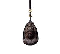 Chiorgone Collier avec pendentif Guanyin en bois d'agar fait à la main - Amulette de méditation bouddhiste pour homme et femme, bijou de protection Feng Shui, cadeau spirituel pour la pleine
