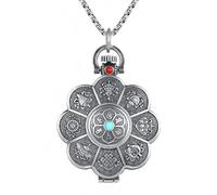 Chiorgone Collier avec pendentif mantra bouddhiste tibétain - 8 symboles de bon augure lotus charme avec six mots sacrés, bijoux unisexe en acier inoxydable pour la protection spirituelle et