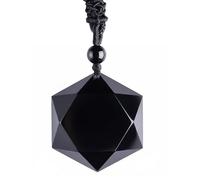 Chiorgone Collier étoile de David en obsidienne noire naturelle, amulette hexagramme unisexe pour protection, équilibre et énergie spirituelle