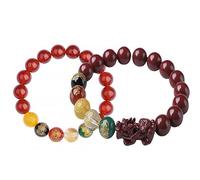 Chiorgone Lot de 2 bracelets Feng Shui en cinabre pour homme et femme - Bracelet de richesse Pi Xiu réglable avec cordon rouge - Bijou de guérison spirituelle pour couple