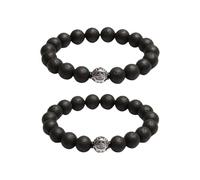 Chiorgone Lot de 2 bracelets Pi Xiu en pierre de lave - Feng Shui - Bracelet de perles de protection et de richesse - Bracelets élastiques noirs pour couple pour homme et femme - Cadeau porte-bonheur