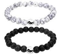Chiorgone Lot de 2 bracelets Yin Yang pour couple - Bracelet Feng Shui assorti pour petit ami et petite amie - Bracelet longue distance pour lui et elle