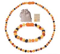 Chiorgone Parure de bijoux en ambre de la Baltique - Bracelet et collier naturels faits à la main - Unisexe - Pour apaiser le bien-être et porter chance