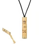 Chiorgone Pendentif Bouddha gardien plaqué or avec six breloques - Collier mantra gravé - Talisman porte-bonheur - Corde noire - Longueur réglable - Bijoux pour usage quotidien et cadeaux