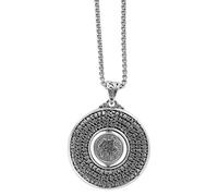 Chiorgone S925 Collier Pendentif Feng Shui Creux en Argent - Gravé avec Sutras Bouddhiste Coeur Sutra Design Cadeau Bonne Chance et Protection Argent Sans Pierre Précieuse