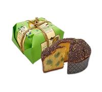 Chiostro di Saronno Panettone Artisanal Avec Crème Au Pistache 750 g Panettone À Fermentation Lente, Panettone Fourré De Crème Au Pistache, Recouvert De Chocolat Noir et De granules De Pistache