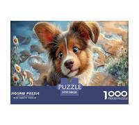 Chiot à Trois Couleurs Puzzle 1000 Pièces Cadeau Unique Pebble Waterside Challenge Toy À De Qualité Supérieure Peinture Art pour Adultes Et Enfants À Partir De 12 Ans 38x26cm/1000pcs